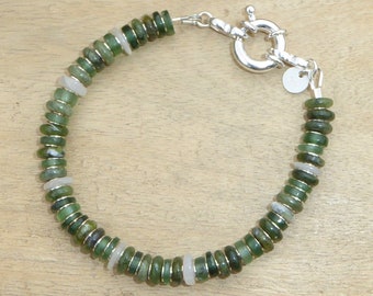 Bracelet Argent Et Pierre De Lune - Poids 25 Grammes - Occasion - Pierre Bleutée