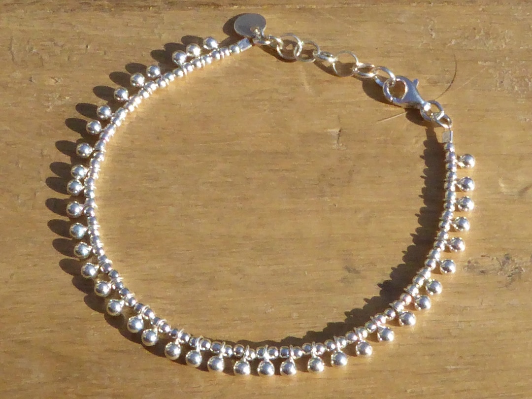 Bracelet De Cheville Argent Rhodié 925 - Pour Cheville Fine - Neuf Sans Boîte