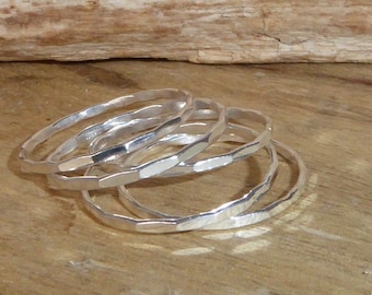 925 Sterling Silver Rings - Thin Stackable Sterling Silver Rings - Set of Stackable Rings in Sizes 50, 52, 54 or 56