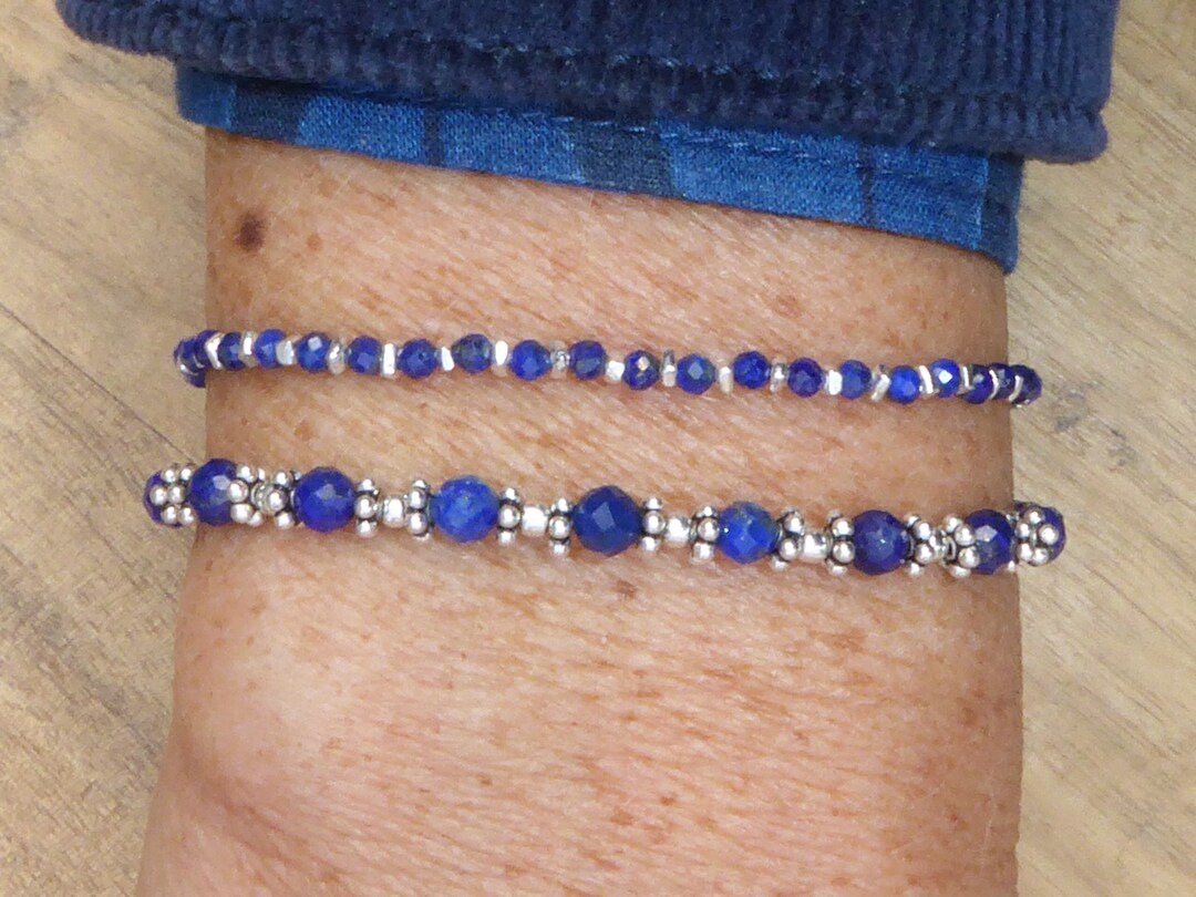 5.9 GM 925 Argent Sterling Noir Naturel Rutile Cab Gemme Bracelet