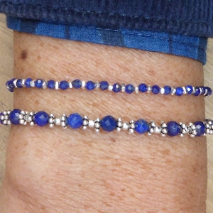 Lapis lazuli and 925 silver bracelet - blue stone and sterling silver bracelet