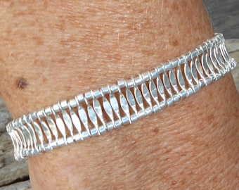 Bracelet en argent 925, bracelet fin ethnique argent sterling ,bracelet manchette argent