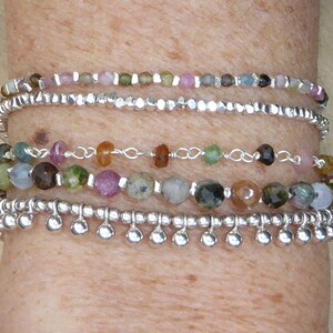 Bracelet Perles D'eau Douce Et Tourmaline - Argent 925 - Style Jonc - Neuf Avec étiquettes
