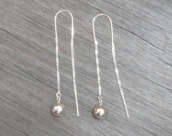 Oorbellen van 925 zilver, massief zilveren oorhangers, minimalistische zilveren bolvormige oorbellen