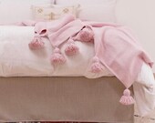Moroccan Blanket Pom Pom Blankets wedding Gift,bed spread,moroccan throw blanket,moroccan bedding