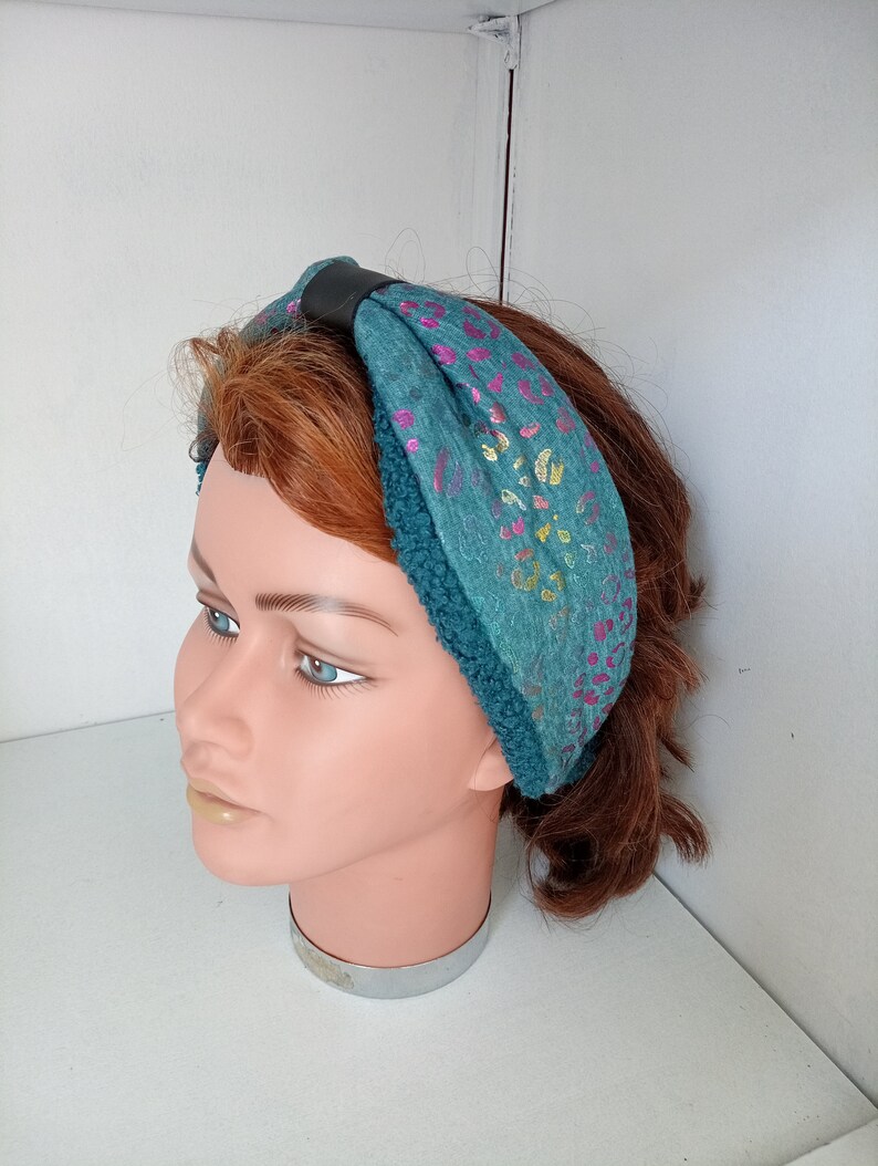 hoofdband, damestulband, hoofdband, bescherming, wind, oorbeschermers, trend, mode, geschenken, handgemaakt, gemaakt in Frankrijk afbeelding 6