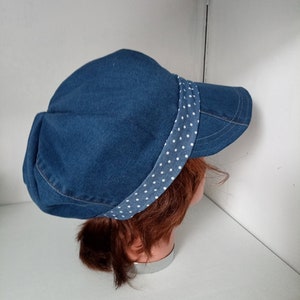 newsboy cap in recycled denim, printed fabric, gifts, useful, visor, protection, style, image 7