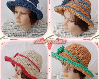chapeau de raphia ,soleil ,été ;protection ;cadeau  ,fêtes des mères ,tendances ,bob ,élégant ,visières
