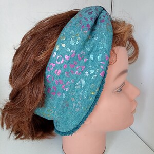 bandeau ,turban femme ,serre tète ,protection ,vent ,cache oreilles ,tendance ,mode ,cadeaux ,fait main ,made in France ブルー