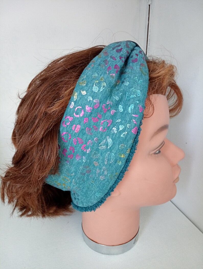 hoofdband, damestulband, hoofdband, bescherming, wind, oorbeschermers, trend, mode, geschenken, handgemaakt, gemaakt in Frankrijk afbeelding 2