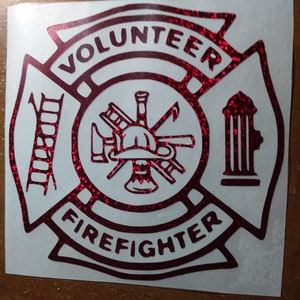Volunteer Firefighter Maltese Cross large - Vinyl Decal