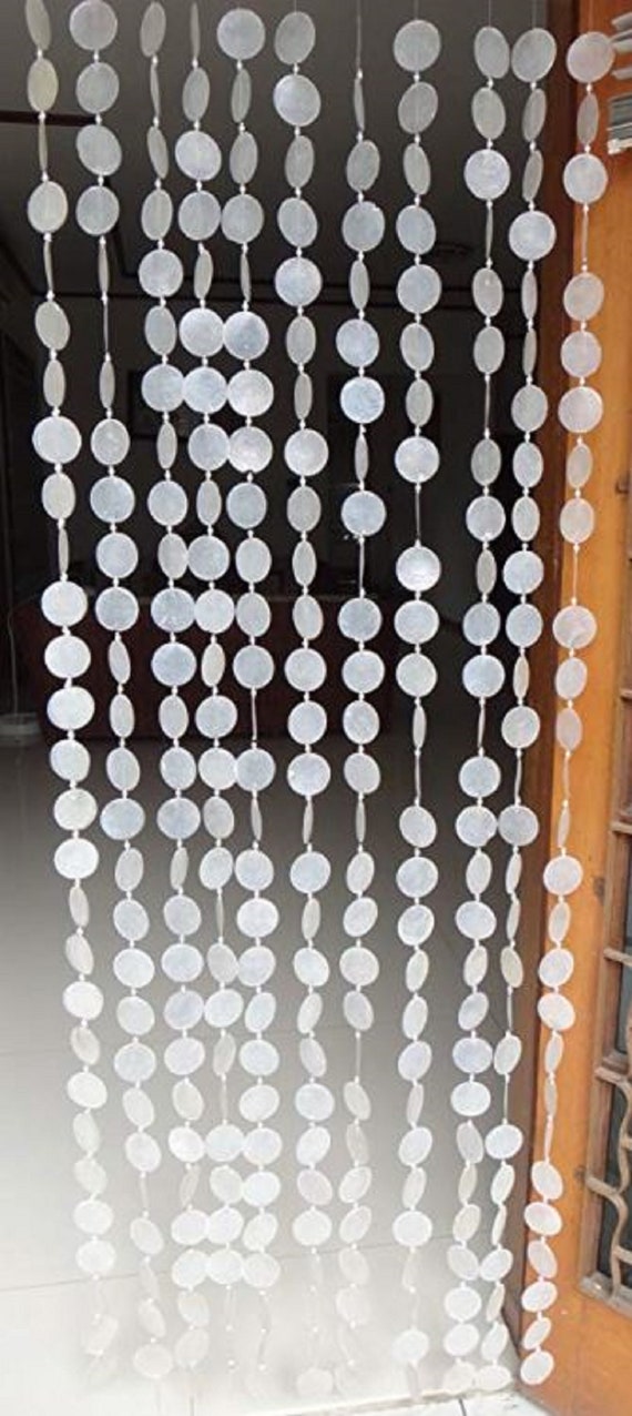 East J Natural Capiz Shell Round Door Curtain Etsy