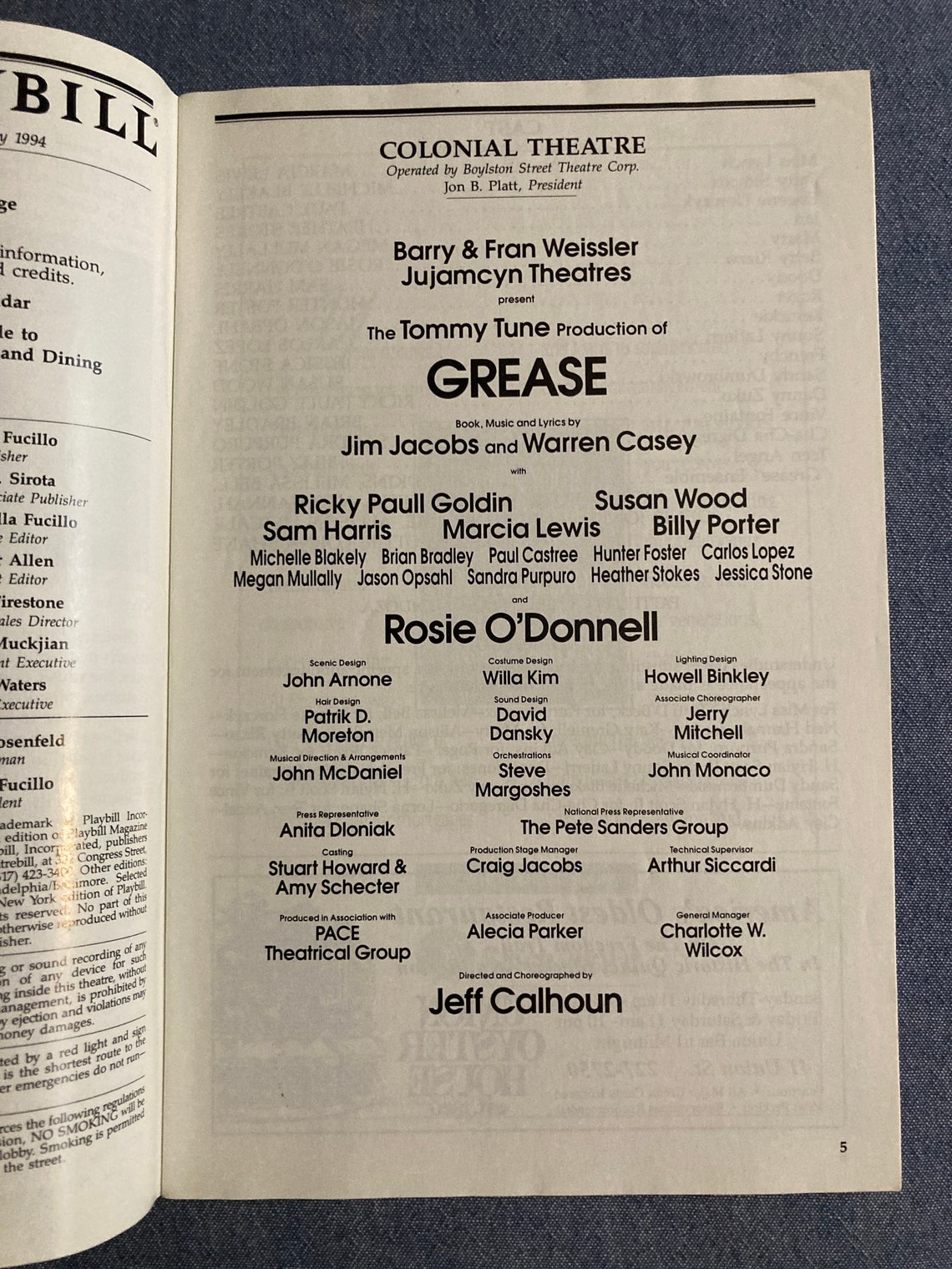GREASE 1994 Prebroadway Revival Engagement Playbill Etsy UK