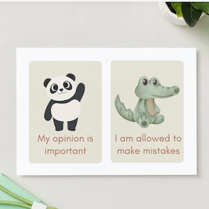 Montessori inspiriert, Affirmationskarten (32), positive Mindset, emotionale Unterstützung Kinder, Kinder, achtsame Tiere, ausdruckbar *Instant Download*