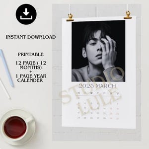 Cha Eun Woo Kalender 2025 | Black&White|Wandkalender, True Beauty | Lee Su-Ho| Kdrama |Kpop| koreanischer Schauspieler | *Instant Download* (PDF )