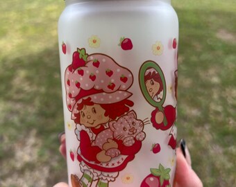 Nostalgia, Strawberry, 80s frosted glass cups, Gift ideas