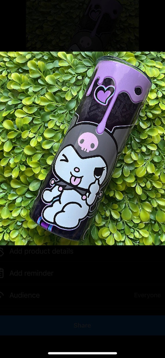 Kuromi Purple Metal Tumbler, 20oz with Lid & Straw
