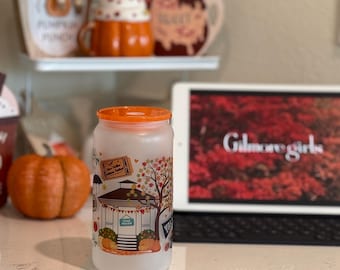 Gilmore Girls Stars Hollow Frosted Glass Can with Bamboo Lid