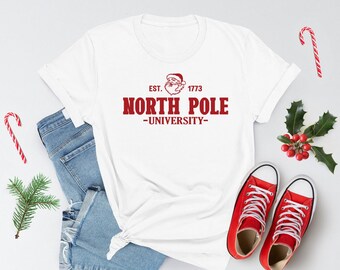 North Pole University Christmas Sweatshirt, Santa Graphic Tee