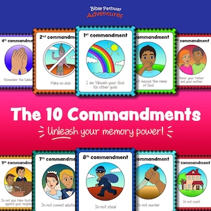 Juegos de memoria y combinación de cartas de los 10 mandamientos