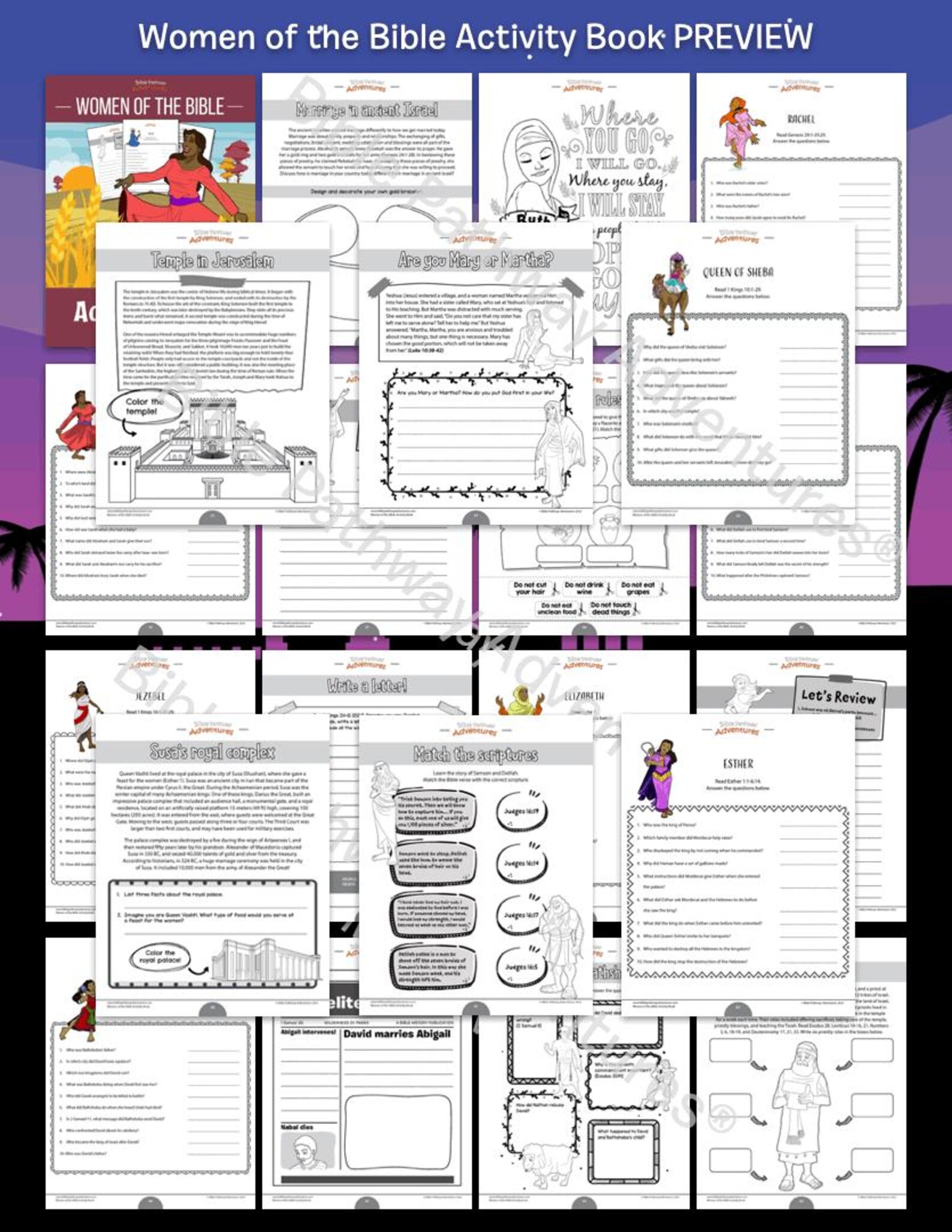Women of the Bible Activity Book - Etsy