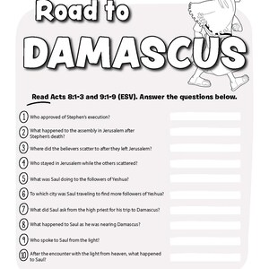 Road to Damascus Activity Book - Etsy