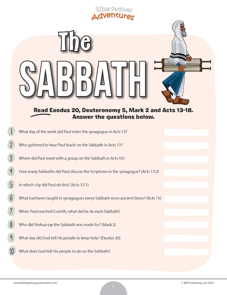 Questions Sabath The Sabbath Bible Quiz - Etsy