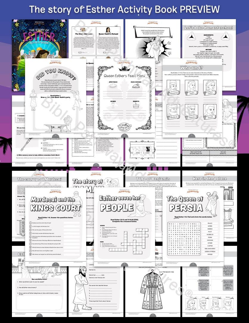 The Story of Esther Bible Activity Book - Etsy
