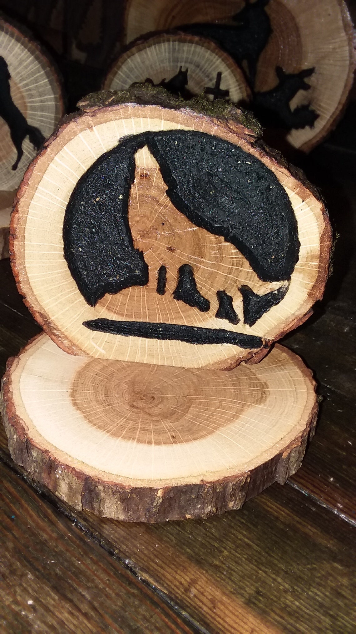 Carved Wood Rounds Etsy Canada