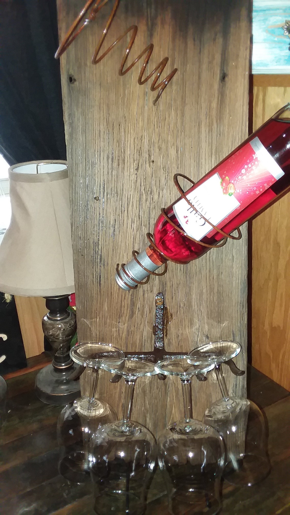 Rustic Repurposed Barnwood Wine Rack Etsy UK