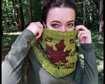 Fall Leaves Cowl Pattern - Digital Download Knitting Pattern