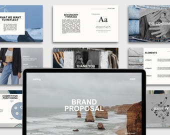 Comprehensive Denim Themed Brand Proposal: 38 Slide Canva Branding Template