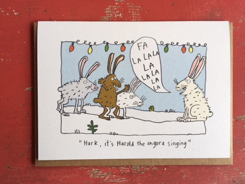 Pack of Humorous Christmas Cards With Rabbits, Dogs, a Partridge, and
