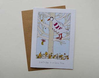 Partridge in a bare tree, Festive card, funny, partridge, Christmas card