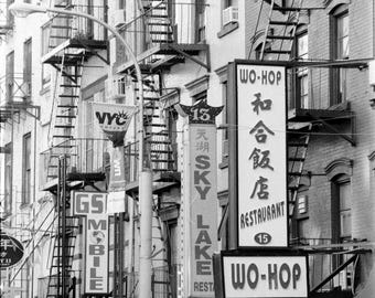 Wo-hop Mott Street New York Chinatown 2005 Photography Print, Black and White Film Photo