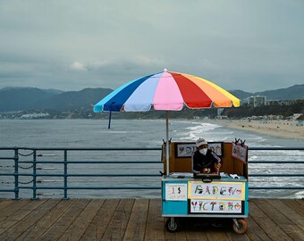 Santa Monica Pier Photography Print, California Beach Vendor