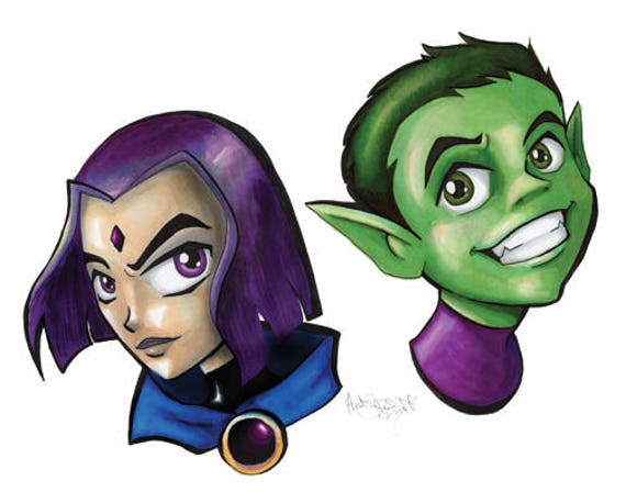 Dc Teen Titans Raven Beast Boy Head Shot Marker Artwork Etsy Dc Teen Titans Raven Beast Boy Head Shot Marker Artwork Etsy