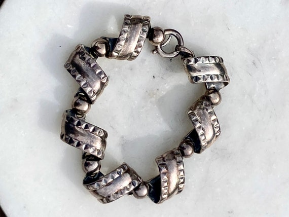 c1940s Vintage Modern Napier Silver Bracelet - image 1