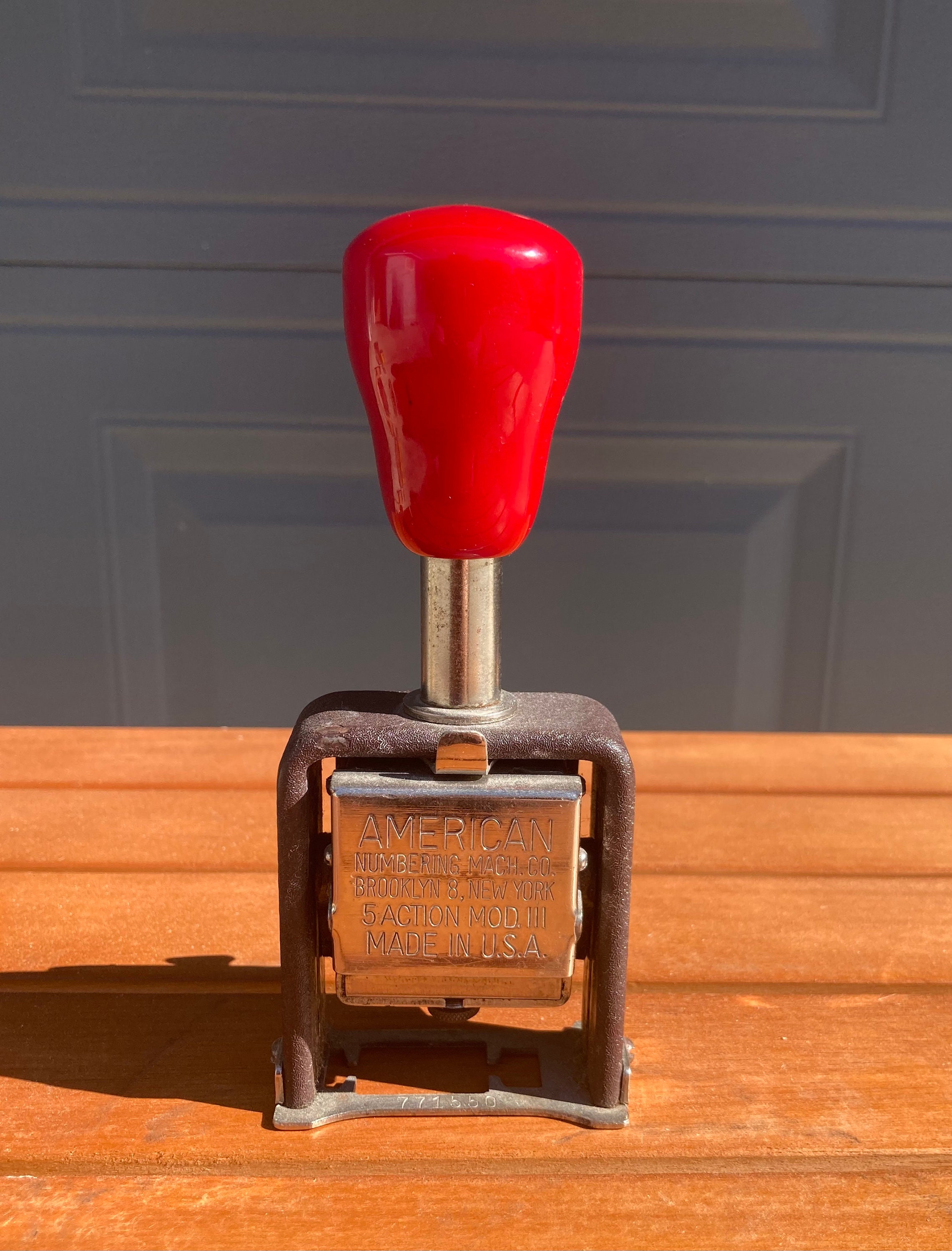 Vintage 1930s Fire Engine Red Bakelite Self-inking Stamp by 