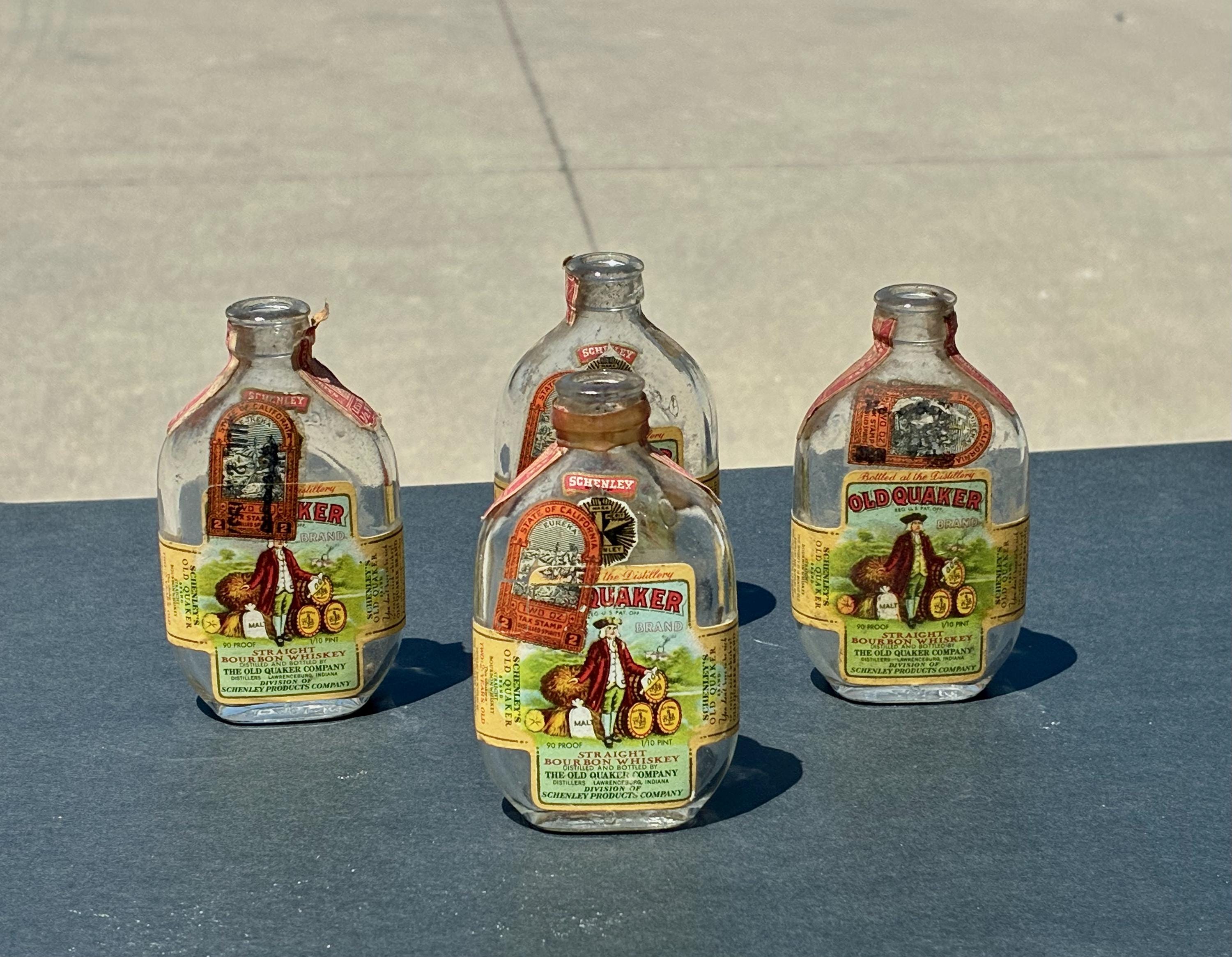 Vintage 1937 Old Quaker Bourbon Whiskey Miniature Bottles