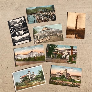 Groupe de 8 cartes postales anciennes de Californie du Sud, vers 1910