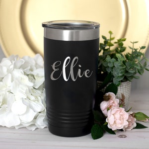 Travel Coffee Cup, Personalized Coffee Tumbler, Travel Mug, Insulated Coffee Travel Cup, Bridesmaid Gift, Iced Coffee Cup, Laser Engraved