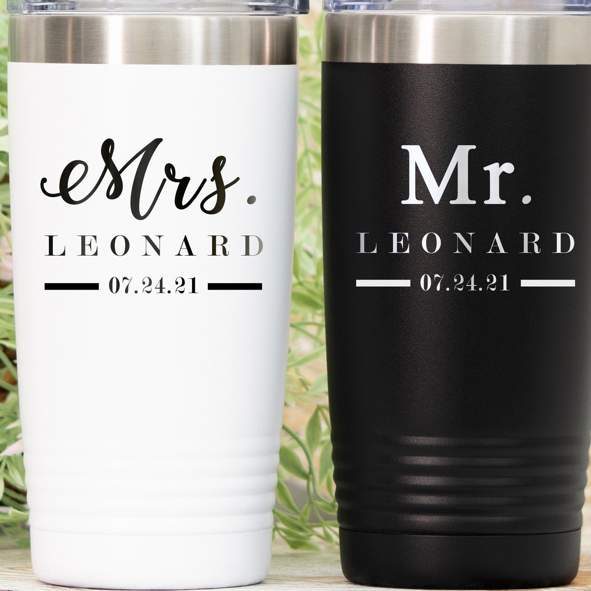 Mr. and Mrs. Tumbler Set, Personalized Bride Groom Name Wedding Gift, Laser Engraved 12oz 20oz 30oz Mug, Wedding Tumbler Set - Etsy