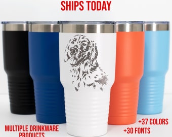 Custom Photo Engraved Tumbler Personalized Dog Tumbler 20 oz Pet Photo Laser Engraving Dog Mom Gifts 30 os Custom Travel Mug Pet Cat Cup