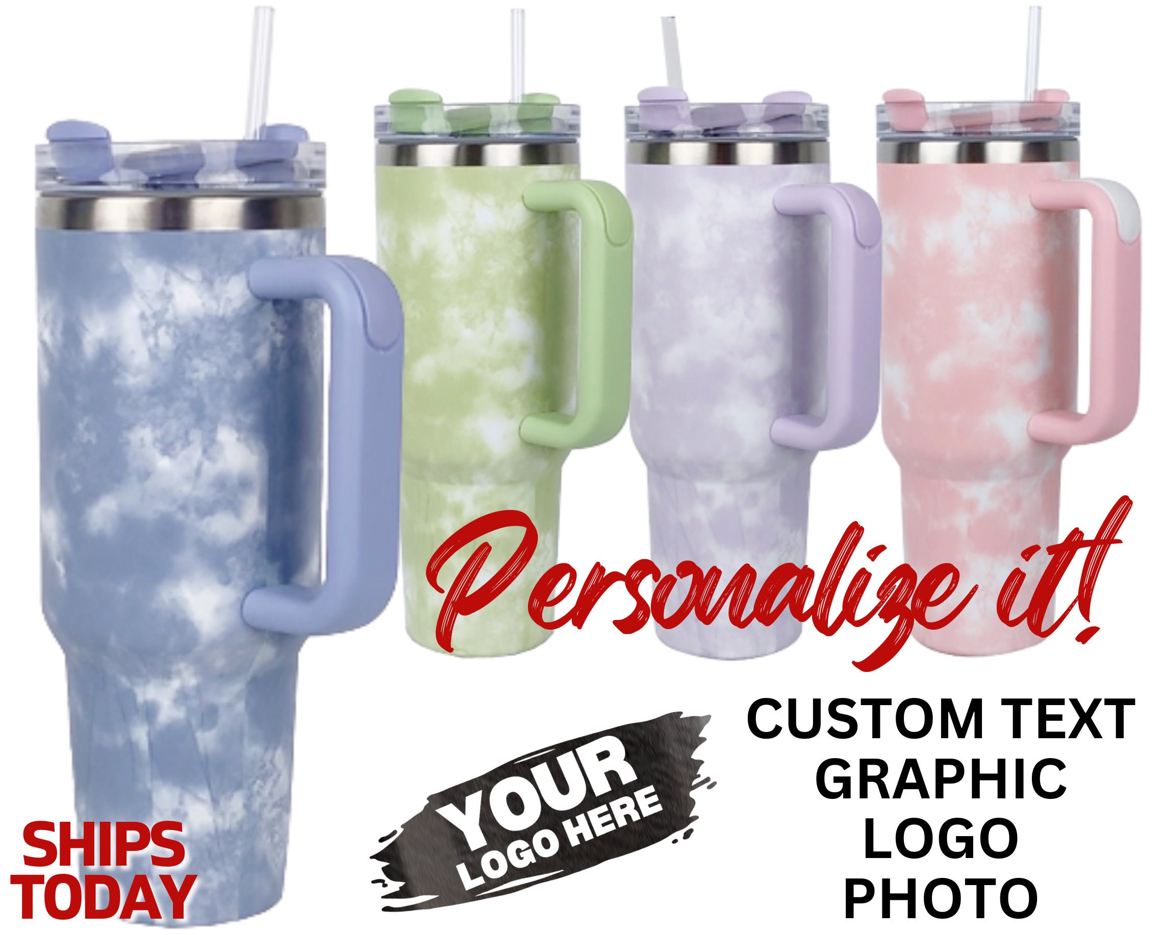 Cozy Pink Tye Dye 40oz Tumbler With Handle Straw & Lid  Reusable Insulated Stainless Steel Travel Water Bottle Gifts For Her Gift  For Him Limited Edition Limited Release (Cotton Candy