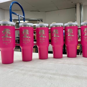 Personalized 40oz Tumbler with Handle & Straw, Custom Logo Tumbler, Company Logo, Laser Engraved Tumbler, Custom Name Tumbler Christmas Gift