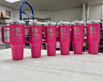 Personalized 40oz Tumbler with Handle & Straw, Custom Logo Tumbler, Company Logo, Laser Engraved Tumbler, Custom Name Tumbler Christmas Gift