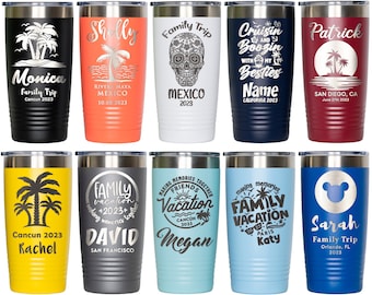 Personalized Vacation Tumbler, Family Vacation Cups, Beach Vacation Tumbler, 2023 Family Trip Gift Girls Trip Tumbler Bachelorette Mug L-301