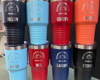 Custom Logo Company Tumbler or Artwork - Laser Engraved 20oz 30oz 12oz 40oz Tumbler 32oz Bottle + 15oz Coffee Mug- Personalized Client Gifts