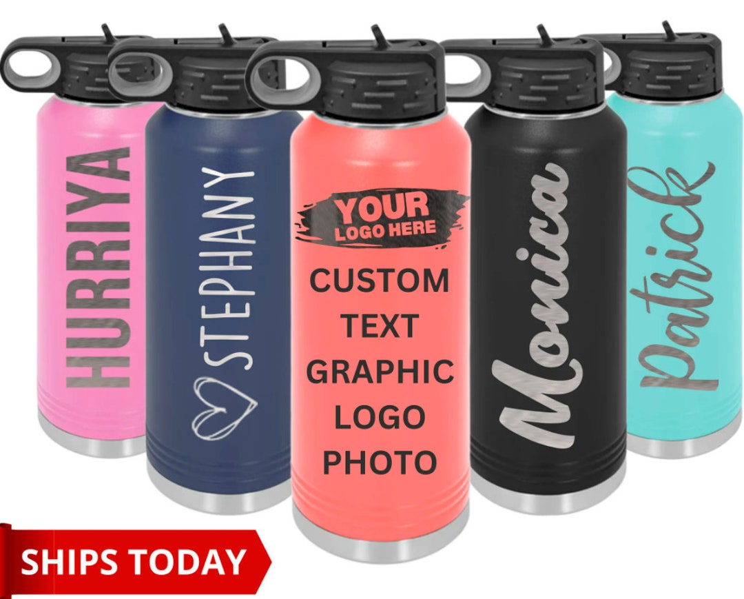 Engraved Water Bottles With Straw, Name Water Bottle, Personalized ...